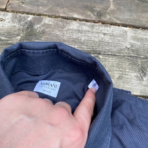 Lot of 2 Armani Dress Shirts Size 17 & 16.5 Blue and Gray - Picture 6 of 13